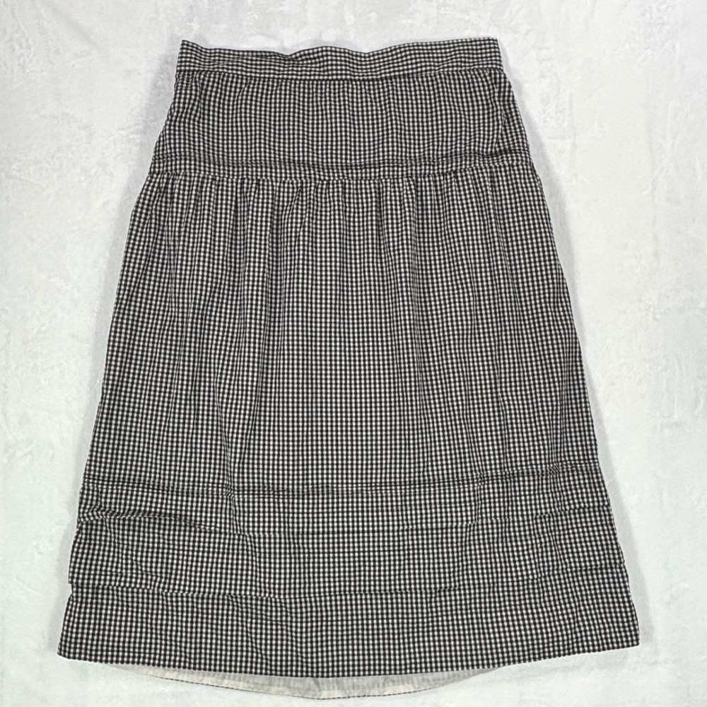 Belle Vere Black White Gingham Cotton Midi Skirt Pockets Size 12 Womens
